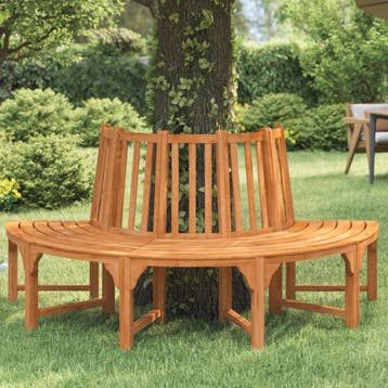 vidaXL Boombank halfrond Ø208 cm massief eucalyptushout, Tuin en Terras, Tuinbanken, Verzenden, Nieuw, Hout
