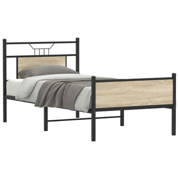 vidaXL Bedframe zonder matras hout sonoma eikenkleurig, 90 cm, Eenpersoons, Bruin, Verzenden