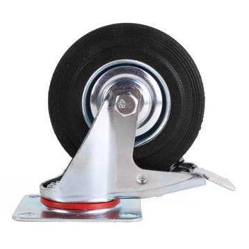 Benson Zwenkwiel met rem - Massief rubber - Ø 125 mm - Ma.., Doe-het-zelf en Verbouw, Zwenkwielen, Ophalen of Verzenden, Nieuw