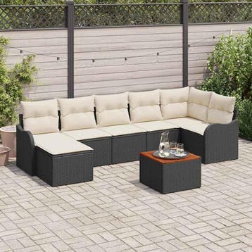 vidaXL Tuinbankenset 8 st Zwart poly rattan, Verzenden, Nieuw, Rotan, 8 zitplaatsen