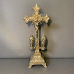 Vintage Crucifix - Altaarkruis zilver- en goudkleurig metaal