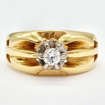 Ring - 18 karaat Geel goud - 0.15ct. tw. Diamant, Nieuw
