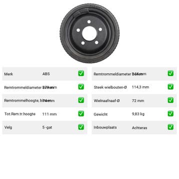 Remtrommel Achteras Plymouth Volare – AutopartsOnline.nl, Verzenden, Nieuw