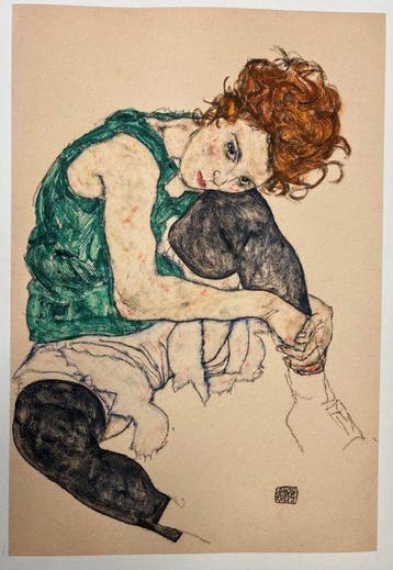 Egon Schiele (1890-1918), after - Sitzende Frau mit