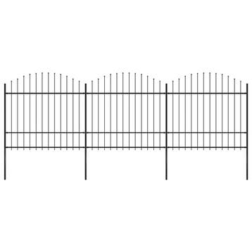vidaXL Tuinhek met speerpunt staal 504x175 cm zwart, Verzenden, Nieuw, IJzer, Minder dan 1 meter