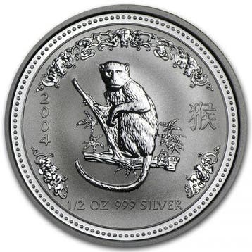 Lunar I - Year of the Monkey - 1/2 oz 2004, Postzegels en Munten, Munten | Oceanië, Verzenden, Losse munt, Zilver