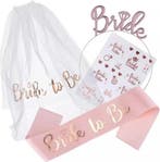 Vrijgezellenfeest set Bride to Be en Team Bride set 21-delig, Verzenden, Nieuw, Beige, Accessoires