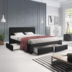 Tweepersoonsbed 160x200 zwart | met lades | nieuw, Verzenden, Zwart, 200 cm, 160 cm