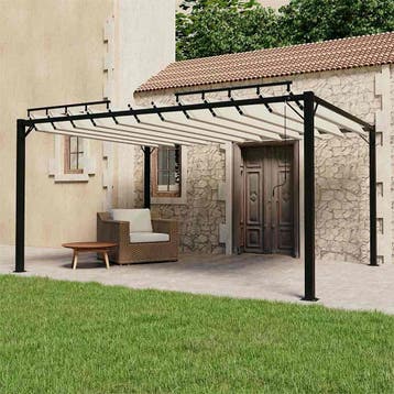 vidaXL Prieel met lamellendak 3x4 m stof en aluminium, Verzenden, Nieuw