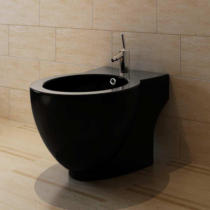 vidaXL Ronde staande keramieken bidet (zwart), Doe-het-zelf en Verbouw, Sanitair, Nieuw, Verzenden