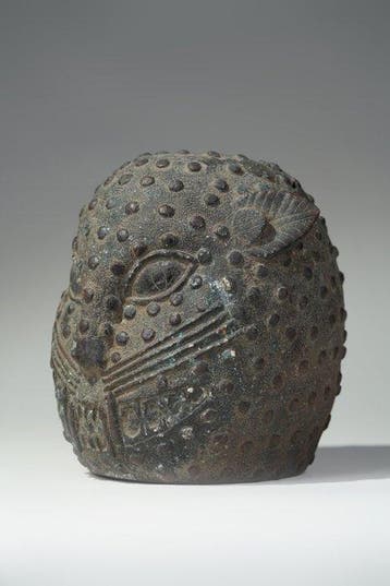 Een bronzen hoofd - luipaard - Benin - Nigeria (Zonder