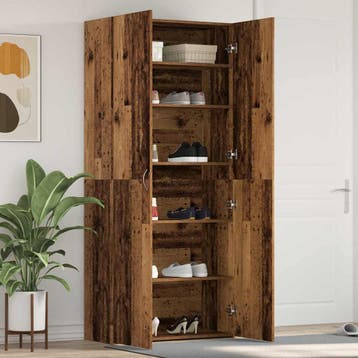 vidaXL Schoenenkast 80 x 35.5 x 180 cm Bewerkt hout Bruin, Verzenden, Nieuw