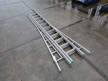3-delige uitschuifbare ladder met gevelrol, 3x12-treeds, Nieuw