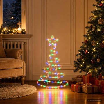 vidaXL Led-kerstboomsilhouet LOVIISA 100 LEDs Meerkleurig, Diversen, Verzenden, Nieuw