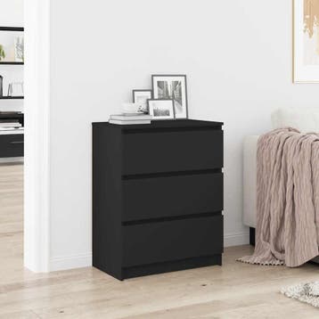 vidaXL Dressoir 60x35x76 cm bewerkt hout zwart, Verzenden, Nieuw, 50 tot 100 cm, 25 tot 50 cm