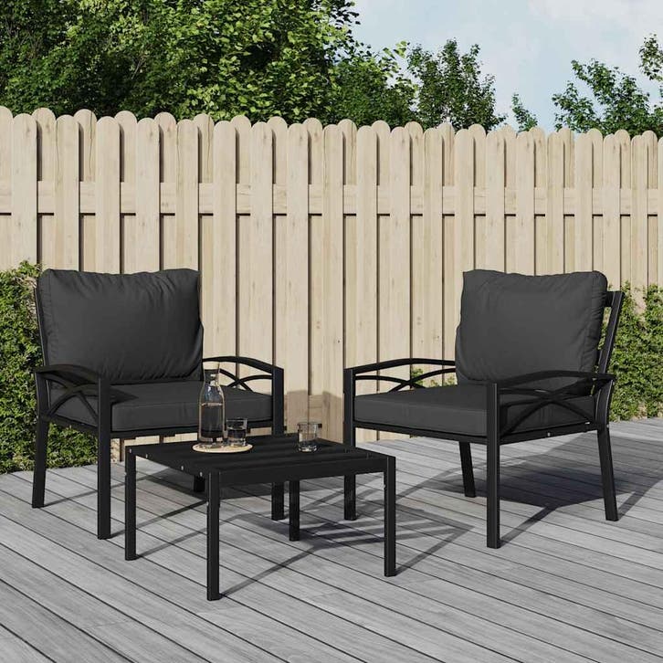 vidaXL Tuinstoel met grijze kussens 68x76x79 cm staal, Tuin en Terras, Tuinsets en Loungesets, Nieuw, Rvs, Verzenden