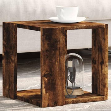 vidaXL Salontafel 32x32x30 cm bewerkt hout gerookt, Verzenden, Nieuw, Overige houtsoorten, 50 tot 100 cm