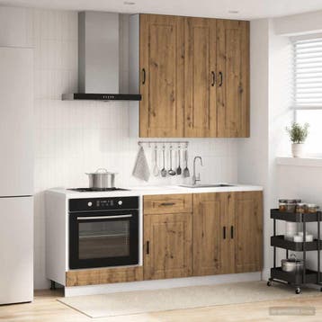 vidaXL Keukenblok PORTO 5 st Artisanaal eiken Bewerkt hout, Verzenden, Nieuw, Bruin