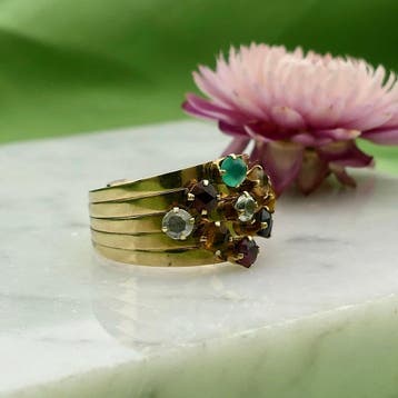 18 Krt. Gouden haremring met een mix van edelstenen, Sieraden, Tassen en Uiterlijk, 18 tot 19, Gebruikt, Ophalen of Verzenden