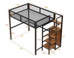 Hoogbed 140x200 cm met Ladder, Metalen Frame en Opbergruimte, Huis en Inrichting, Slaapkamer | Bedden, Verzenden, Nieuw