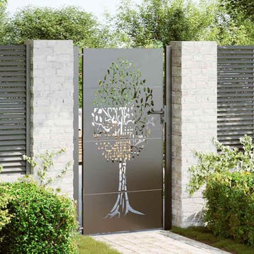 vidaXL Tuinpoort 110 x 180 cm Poedergecoat staal Zwart, Tuin en Terras, Tuinpoorten, Verzenden, Nieuw