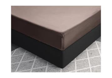 PRIMAVIERA DELUXE Satijnen Hoeslaken Taupe - 90 x 200, Nieuw