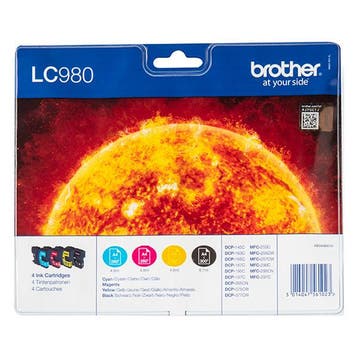 Brother LC-980VALBP multipack zwart + 3 kleuren, Verzenden, Nieuw, Cartridge, Brother