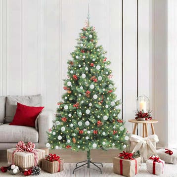 vidaXL Kunstkerstboom 300 LEDs Warmwit PVC en Metaal Groen, Verzenden, Nieuw