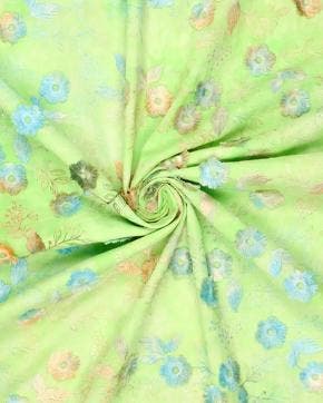 Broderie Katoen Tie Dye Bloemen Licht Groen, Nieuw, Groen