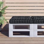 vidaXL Palletkussen ruitpatroon 60x60x12 cm stof zwart, Huis en Inrichting, Verzenden, Nieuw