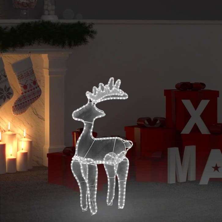 vidaXL Kerstversiering rendier met mesh 306 LEDs 60x24x89, Diversen, Kerst, Nieuw, Verzenden