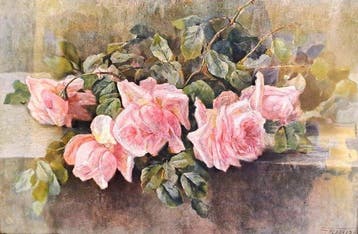 Giovacchino Galbusera (1870–1944) - Rose, Antiek en Kunst, Kunst | Schilderijen | Klassiek