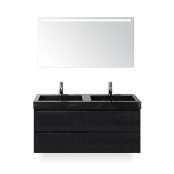 Dante Badmeubelset 120 cm - Black Oak - Wastafel Hardsteen, Ophalen of Verzenden, Nieuw