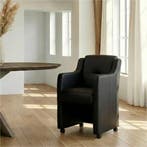 Leren eetkamerstoel Mass - Hermes Nero (zwart) - Met, Huis en Inrichting, Stoelen, Ophalen of Verzenden, Nieuw, Leer, Eigentijds, Modern