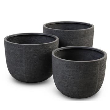 Cactus bloempotten - Set van 3 - Antraciet - Indoor /, Verzenden, Nieuw, Hout, Tuin