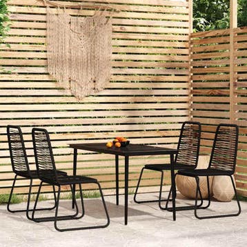 vidaXL 5-delige Tuinset zwart, 4 zitplaatsen, Verzenden, Nieuw, Rvs