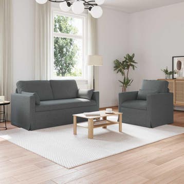 vidaXL Bankstel 2 st Donkergrijs Stof, Verzenden, Nieuw, Stof, Minder dan 150 cm