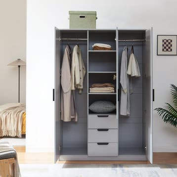 Kledingkast Eiselfing 176x120x52 cm met 4 vakken en 3 lades, Verzenden, Nieuw