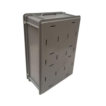 Stapelbak 600x400x230 mm, euronorm, met scharnierdeksel,, Gebruikt, 40 tot 60 cm, 50 tot 75 cm, Bak of Kist