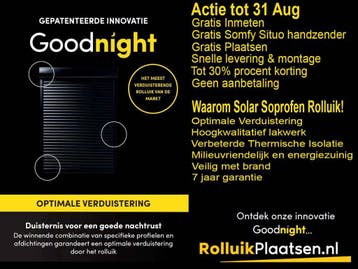 Actie 30% korting op Solar Rolluiken tot 31 aug, Nieuw