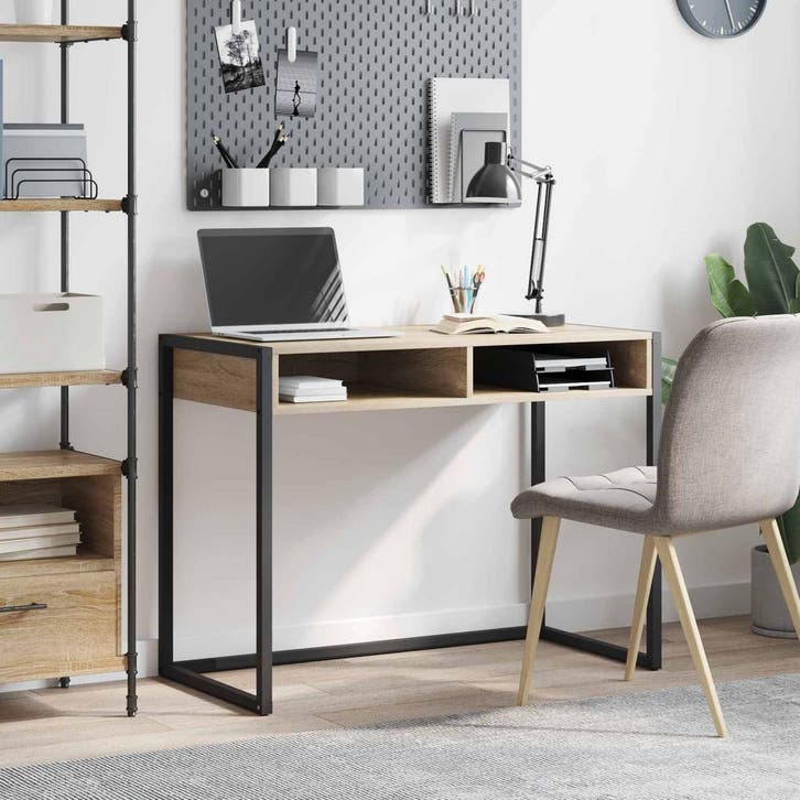 vidaXL Bureau met opslag Sonoma 100 x 50 x 75 cm Bewerkt, Huis en Inrichting, Bureaus, Nieuw, Verzenden