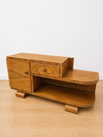 Wandtafel - Wortelnotenhout - Consoletafel uit de jaren 40