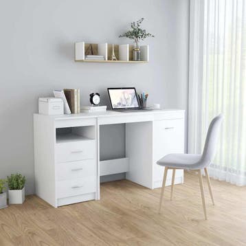 vidaXL Bureau 140x50x76 cm bewerkt hout wit, Huis en Inrichting, Verzenden, Nieuw