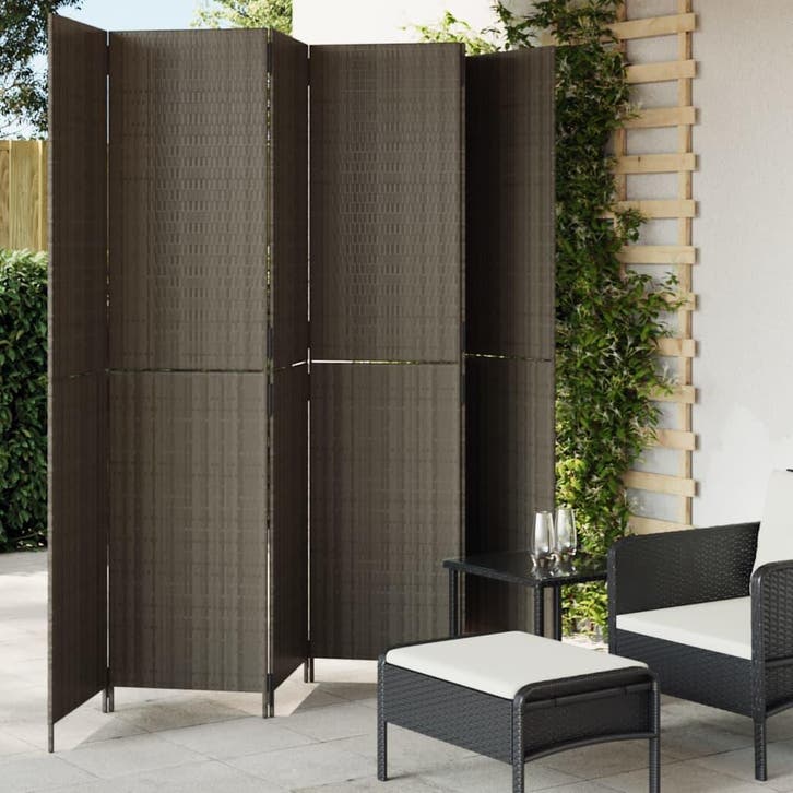 vidaXL Kamerscherm 6 panelen poly rattan grijs, Huis en Inrichting, Woonaccessoires | Kamerschermen, Nieuw, Verzenden