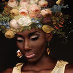 Glasschilderij vrouw met bloemenhoed | Ter Halle | 098, Ophalen of Verzenden, Nieuw