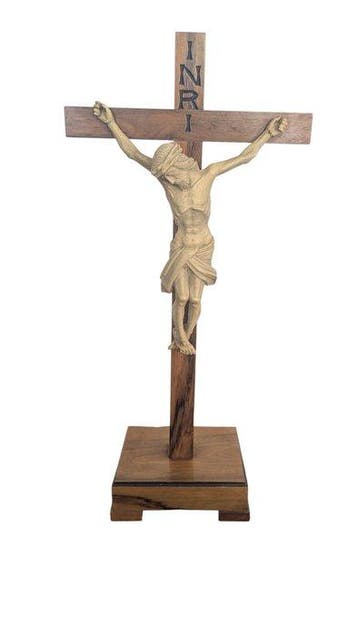 Crucifix - Hout - 1970-1980 - Jezus Christus - 42 cm, Antiek en Kunst