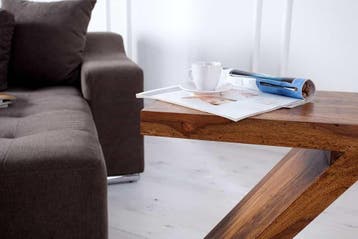 Massief houten bijzettafel Z 45cm Sheesham steenafwerking, Ophalen of Verzenden, Nieuw