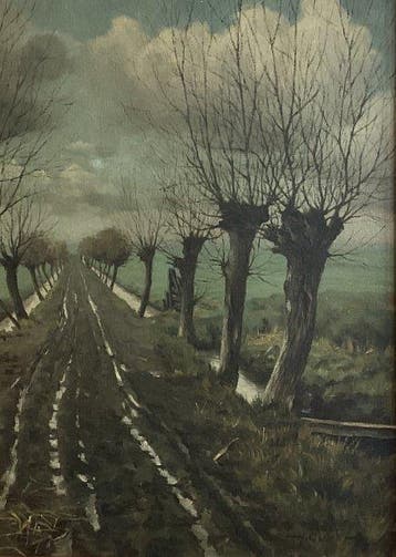 Duitse school (XX) - Landschap met knotwilgen