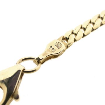 Gouden platte gourmetschakel ketting, Sieraden, Tassen en Uiterlijk, Kettingen, Ophalen of Verzenden, Gebruikt, Goud, Goud