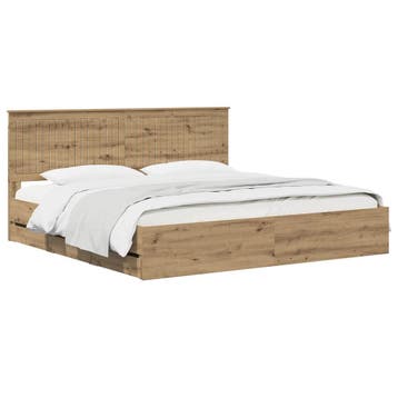 vidaXL Bed Frame with Storage and Headboard Artisan Oak 180, Huis en Inrichting, Slaapkamer | Bedden, Bruin, Verzenden, Hout, Nieuw